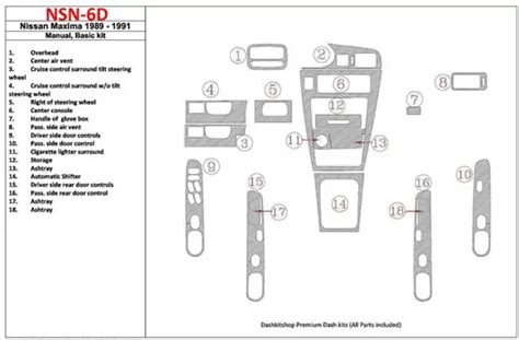 Nissan Maxima 1989-1991 Basic Set Manual Gearbox 18 Parts set Interior BD Dash Trim Kit