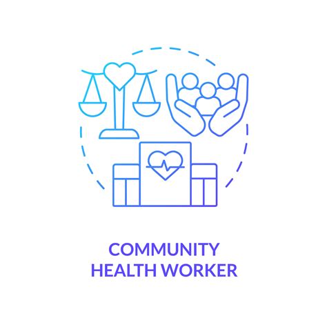 Community health worker blue gradient concept icon. Social services improvement. Career in ...