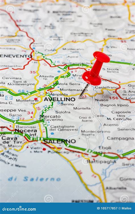 Avellino Pinned On A Map Of Italy Royalty-Free Stock Photography | CartoonDealer.com #105717857