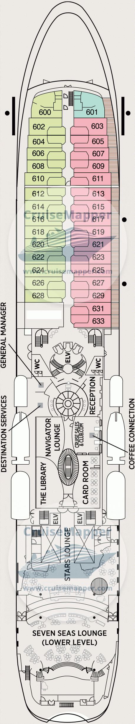 Seven Seas Navigator deck 6 plan | CruiseMapper