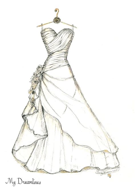 Sketch Of Her Wedding Dress: Perfect Gift For Her | Custom wedding ...