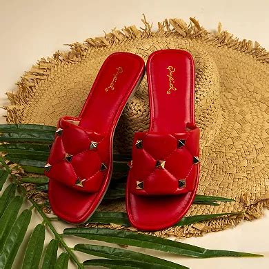 Qupid Castel-79 Women's Quilted Slide Sandals