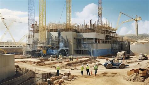 Premium AI Image | nuclear power plant construction site workers