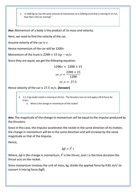 SOLUTION: Physics Momentum Problems and Answers Worksheet - Studypool