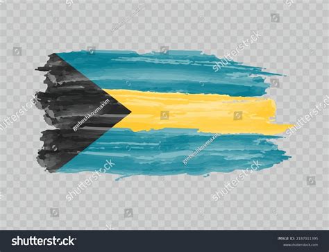 Watercolor Painting Flag Bahamas Hand Drawing Stock Vector (Royalty ...