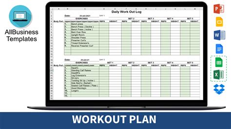 Workout Log Excel Template