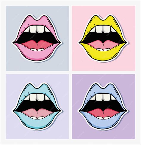 Premium Vector | Set of pop art lips vector illustration graphic design