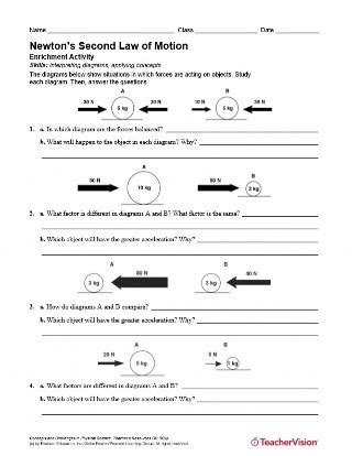 newton's laws worksheet 8th grade