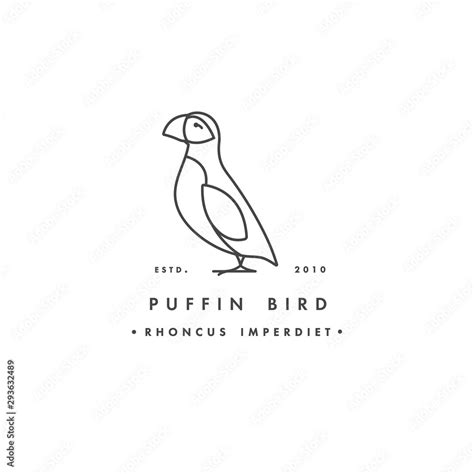 Vector linear logo design puffin bird on white background. Puffin ...