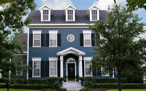 Blue Colonial House | House paint exterior