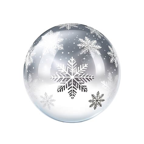 Realistic Transparent Christmas Ball With Snow And Snowflake, Glass Ball, Glass Sphere, Sphere ...