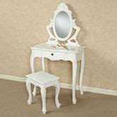 Jeannette White Vanity Table and Stool Set