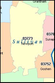 SULLIVAN County, New Hampshire Digital ZIP Code Map