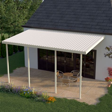 Heritage Patios 14 ft. x 12 ft. Tan Aluminum Attached Patio Cover (4 Posts / 20 lb. Live Load)