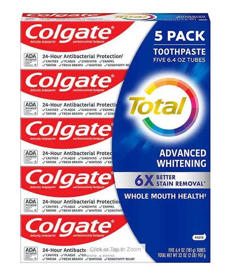 Colgate Total Advanced Whitening & Sensitive Clean Dental Toothpaste, 6.4 oz, 5-pack - Walmart.com