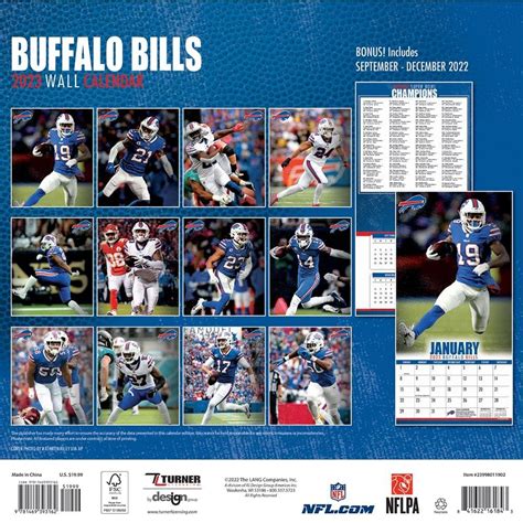 NFL Buffalo Bills 2023 Wall Calendar in 2022 | Buffalo bills, Team ...