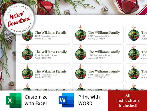 Printable Christmas Return Address Labels, Christmas Return Labels, Return Address Label ...