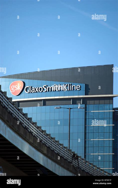 world headquarters of gsk, glaxo smith kline, above the M4 motorway on ...