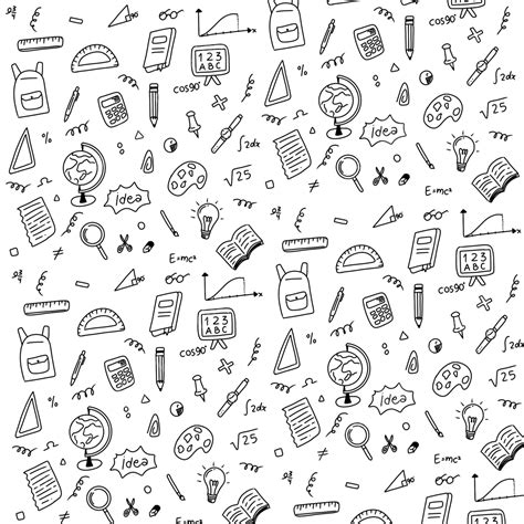 Back To School PNG Transparent, Seamless Pattern Doodle Back To School, School Drawing, Sea ...