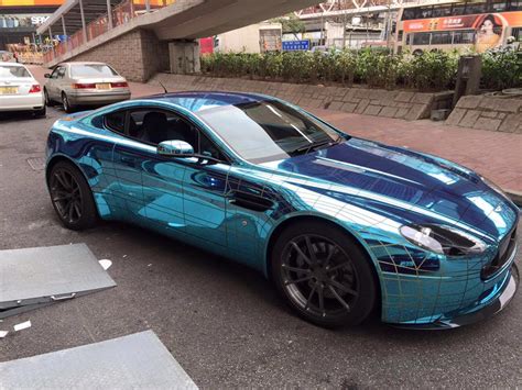 Aston Martin Vantage Gets Wireframe Ice Blue Chrome Wrap