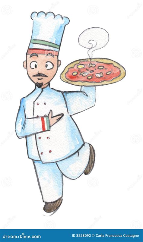 Italian cook with pizza stock illustration. Illustration of uniform - 3228092