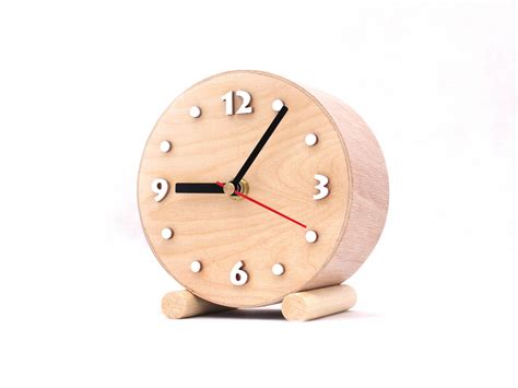 NO TICKING eco Desk Wooden clock, Quiet / Silent Small Wood Table Clock, Circle clock, Wood for ...