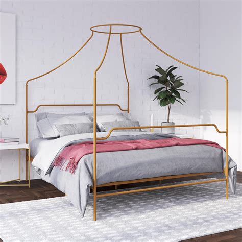 Novogratz Camilla Metal Canopy Bed, Queen Size Frame, Gold - Walmart.com