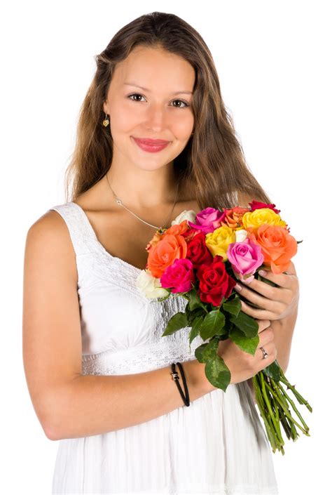 Woman With Flowers Bouquet Free Stock Photo - Public Domain Pictures