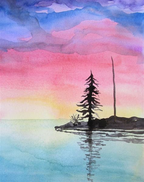 Watercolor Sunset - Happy Family Art