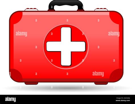 Red medical case. First AID kit. Rescue kit isolated on white ...