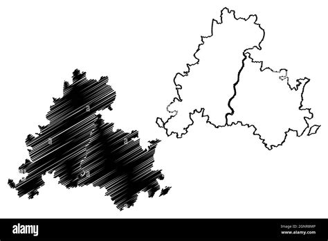 Gandhinagar district (Gujarat State, Republic of India) map vector ...