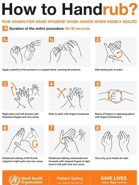 WHO Guidelines and steps how to hand rub | Download Scientific Diagram