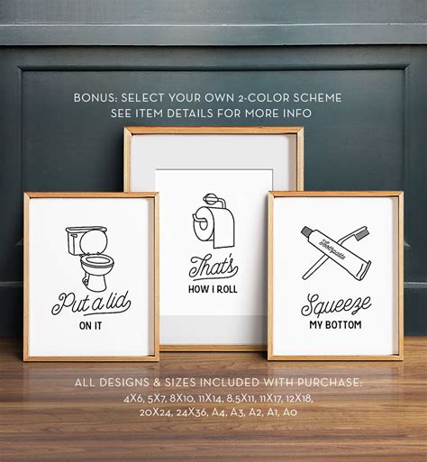 Funny wall art Bathroom art PRINTABLE art Set of 3