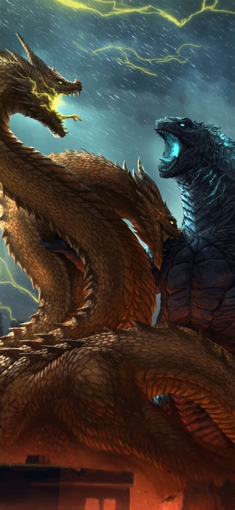 1125x2436 Godzilla vs King Ghidorah King of the Monsters Iphone XS,Iphone 10,Iphone X Wallpaper ...