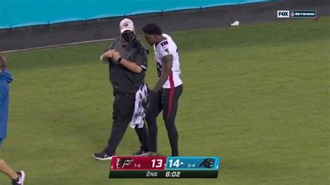 Atlanta Falcons wide receiver Calvin Ridley exits game with apparent injury after 19-yard grab