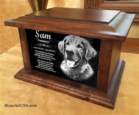 Custom made cremation urns for pets. Oak and Laser Etched Granite | Custom pet urn, Custom pet ...