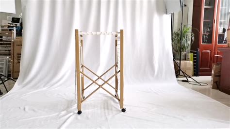 Hot Wholesale Standing Dryer Rack Wood Color Foldable Drying Rack With Wheels - Buy Folding ...