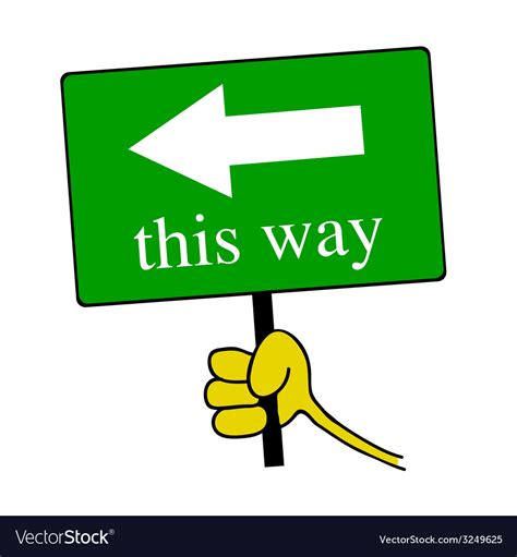 This way signboard with hand color Royalty Free Vector Image