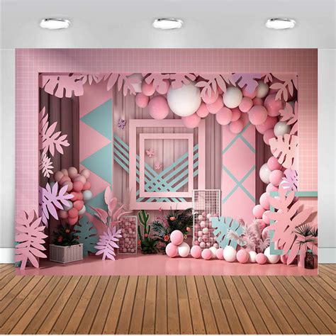 Girls Birthday Photography Background Pink Home Decor 3D Backdrop Ball ...