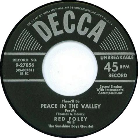 Red Foley With The Sunshine Boys Quartet - There'll Be Peace In The Valley For Me (1951, Vinyl ...