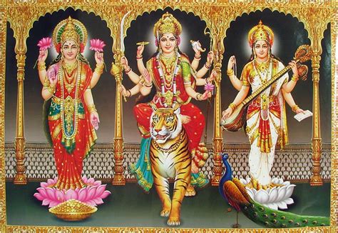 Durga, Lakshmi and Saraswati | Durga, Saraswati goddess, Hindu gods