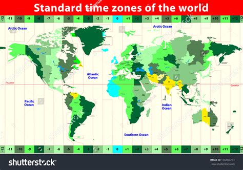 World Map Standard Time Zones Vector Stock Vector (Royalty Free) 136887233