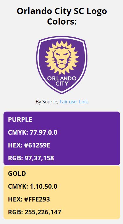 Orlando City SC Team Colors | HEX, RGB, CMYK, PANTONE COLOR CODES OF ...