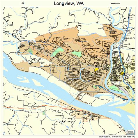 Longview Washington Street Map 5340245