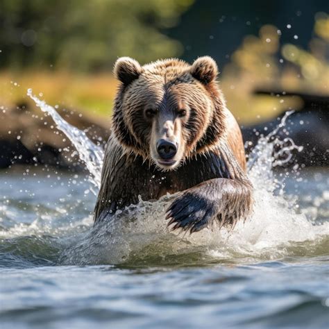 Premium AI Image | Grizzly Bear Fishing