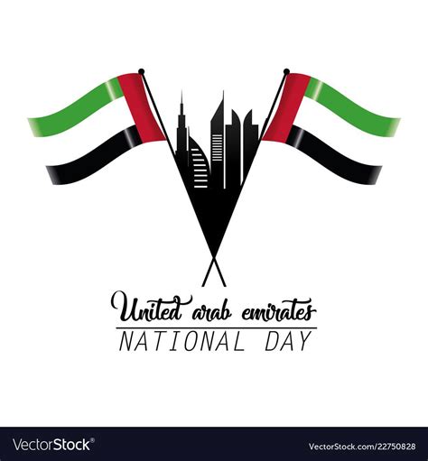 Uae flag with building to partiotic national day Vector Image | Uae ...