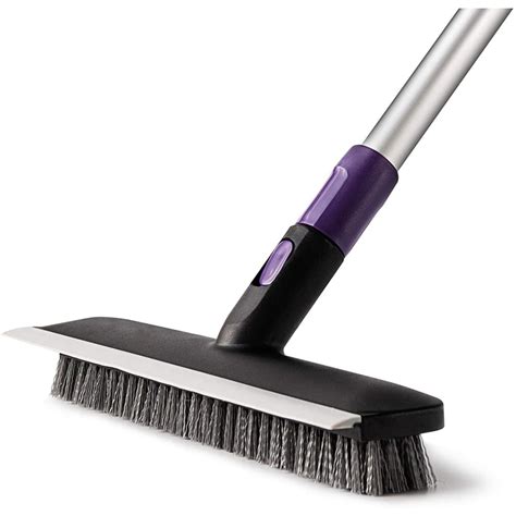 Eyliden Floor Scrub Brush Push Broom with Extendable Long Handle 51" Stiff Bristle Soft Scrubber ...