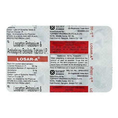 Losartan Amlodipine Tablets at Rs 70/stripe in Nagpur | ID: 2850641112048