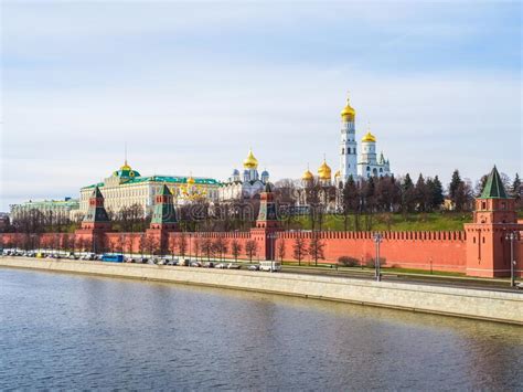 View of the Walls and Towers of the Moscow Kremlin with a Clock on Red Square from the Bolshoi ...