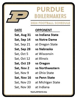 Printable 2024 Purdue Boilermakers Football Schedule